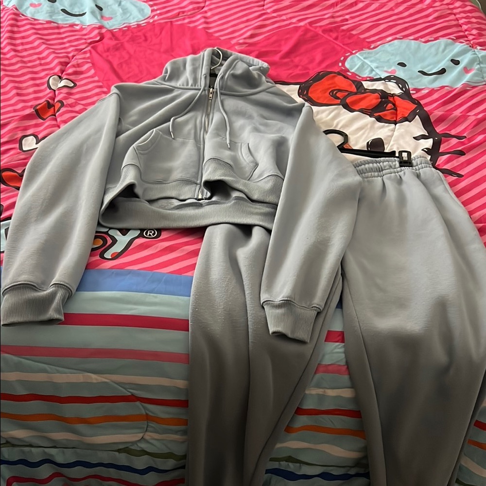Refuge Light Blue Gray Tracksuit Set size L NEW WITHOUT TAGS (top is crop)